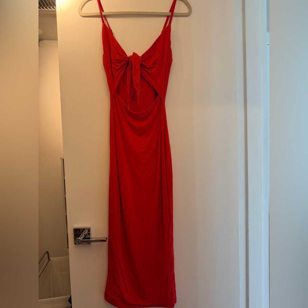 Red Tie-Front Dress